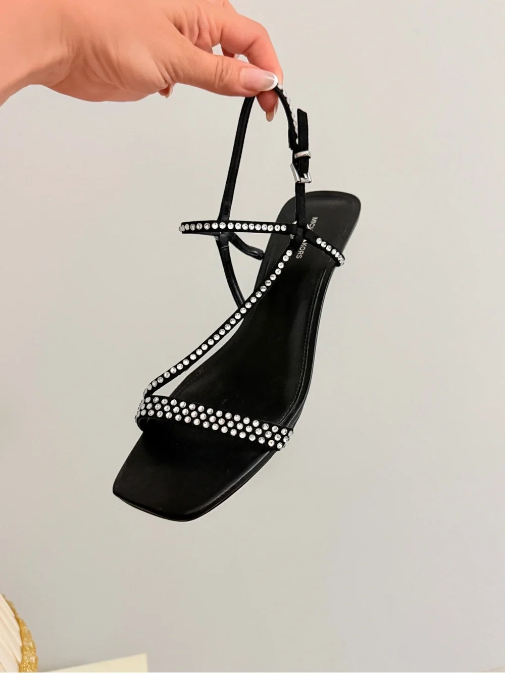 Michael Kors Selina Black Crystal-Embellished Slingback Sandals